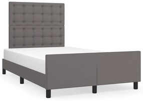 3125565 vidaXL Cadru de pat cu tăblie, gri, 120x200 cm, piele ecologică