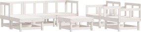 vidaXL Set mobilier de grădină, 7 piese, alb, lemn masiv de pin
