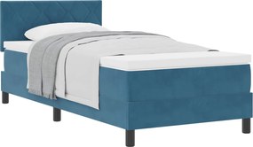 vidaXL Pat cu arcuri cu saltea Albastru închis 90 x 190 cm Catifea