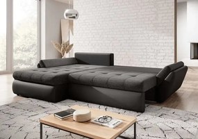 Colțar extensibil dumonde cu ladă de depozitare si sezut confortabil din spuma high-density, Loana Magma Black II 270x185 cm