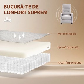HOMCOM Fotoliu Masaj Reclinabil Manual 160° Chenille cu Suport pentru Picioare, Telecomandă și Buzunare, Gri Deschis | Aosom Romania