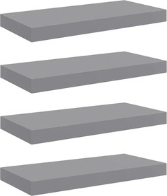 vidaXL Rafturi de perete suspendate, 4 buc., gri, 50x23x3,8 cm, MDF