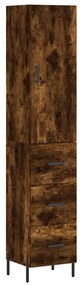 3198862 vidaXL Dulap înalt, stejar fumuriu, 34,5x34x180 cm, lemn prelucrat