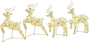 vidaXL Reni LED cu 80 LED 4 pcs Auriu PET