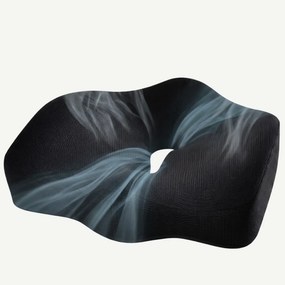 Perna ortopedica sezut memory foam cu gel si orificii de ventilatie, fermitate extra, Negru