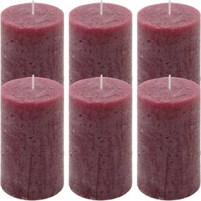 Set de lumânări rustice, 11,5 cm, Ø 6,8 cm, burgundy, 6 buc
