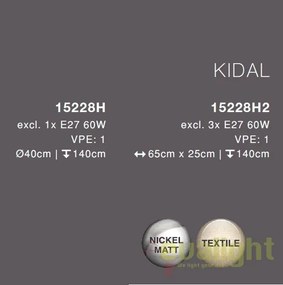Lustra eleganta cu abajur din tesatura gri cu argintiu, Kidal 40cm 15228H GL