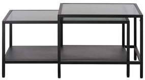 Măsuțe de cafea negre 2 buc. din sticlă 60x60 cm Bronco – Unique Furniture