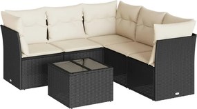 vidaXL Set mobilier de grădină cu perne, 6 piese, negru, poliratan