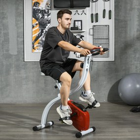 SPORTNOW Bicicletă Magnetică Pliabilă cu 8 Niveluri de Rezistență și Monitor LCD, 97x43x110 cm, Roșu | Aosom Romania