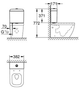 Rezervor vas wc alimentare de jos Grohe Euro Ceramic