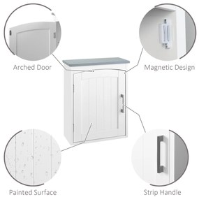 Kleankin Mobilier de Baie Suspendat, Raft Reglabil, 3 Nivele, MDF, Design Modern, 41x18.5x52cm, Alb și Gri | Aosom Romania
