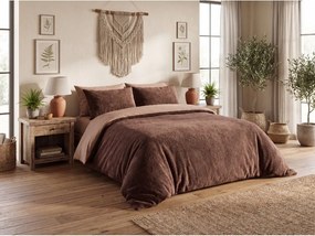 Lenjerie de pat reversibila TEDDY maro, lenjerie cocolino/microfibra Dimensiune lenjerie de pat: 2 buc 60 x 70 cm | 200 x 200 cm