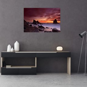 Tablou cu apus de soare pe mal (90x60 cm)