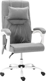 vidaXL Scaun de birou cu masaj, gri, material textil