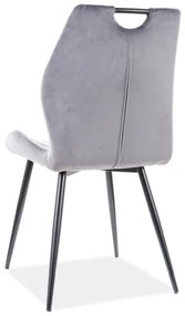 Scaun de bucaterie Arco Velvet, gri deschis/negru