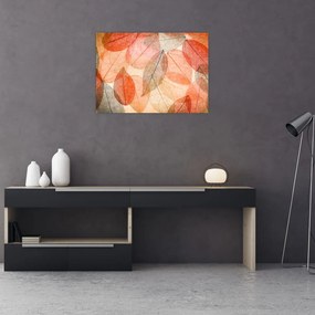 Tablou pe sticlă cu frunzele de toamnă pictate (70x50 cm)