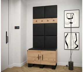 Set mobilier pentru hol Amanda 4 (Stejar artisan + piele ecologică Negru). 1085892
