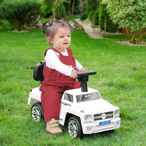 Masina Vehicul de Teren de jucarie pentru Copii cu Faruri si Muzica Integrate, Varsta 18-36 luni, 68x30.5x41.5cm, Alb Volan HOMCOM | Aosom RO