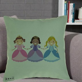 Perna Personalizata Printese Diverse Ilustratie, 40x40 cm, Verde, Husa Detasabila, Perna Inclusa, BEKZ®