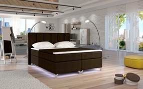 Pat tapitat boxspring, cu spatiu pentru depozitare, echipat cu LED, 160X200 cm, Basilio 1, Eltap (Culoare: Gri inchis)