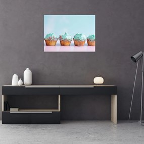 Tablou pe sticlă cu cupcakes (70x50 cm)