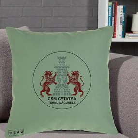 Perna Personalizata CSM Cetatea Turnu Magurele Fotbal, 40x40 cm, Verde, Husa Detasabila, Perna Inclusa, BEKZ®
