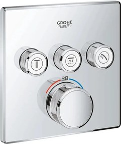 Baterie dus Grohe Grohtherm SmartControl termostatica patrata cu 3 iesiri