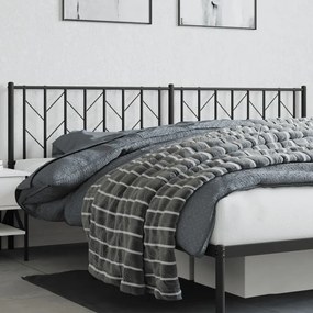 vidaXL Tăblie de pat metalică, negru, 200 cm