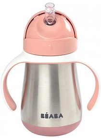Cană termoizolată cu pai Beaba 250 ml roz