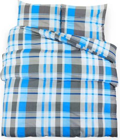 vidaXL Set cu husă de pilotă, albastru și gri, 220x240 cm, bumbac