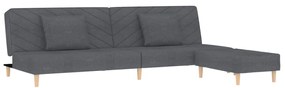 Canapea pat cu 2 locuri, cu 2 pernetaburet, gri inchis, textil Morke gra, Cu scaunel pentru picioare