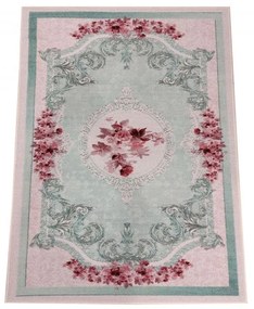 Covor frumos verde mentă cu model floral
