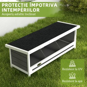 PawHut Cuibar pentru găini cu 3 compartimente, cu bază înălțată și acoperiș, din lemn și bitum, 95x37x34 cm, gri | Aosom Romania