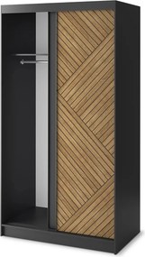 Dulap lemn masiv glisant Marrphy II - Czarny Mat / Dąb Caramel (WAR-II-MAR-BM-120)