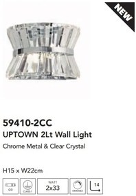 Aplica de perete eleganta cu cristal Uptown 2Lt