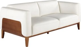 Canapea 3 locuri eleganta tapitata in piele alba, design LUX Arawan