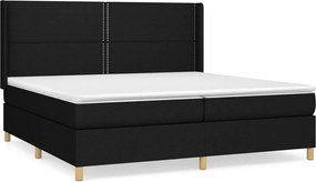 vidaXL Pat box spring cu saltea, negru, 200x200 cm, textil