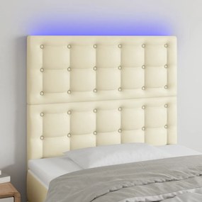 Tablie de pat cu LED, crem, 80x5x118 128 cm, piele ecologica 1, Crem, 80 x 5 x 118 128 cm
