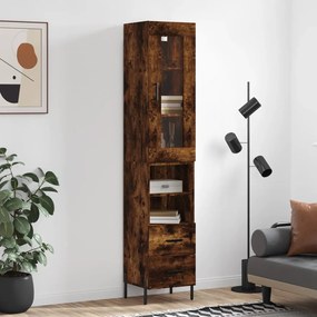 vidaXL Dulap înalt, stejar fumuriu, 34,5x34x180 cm, lemn prelucrat