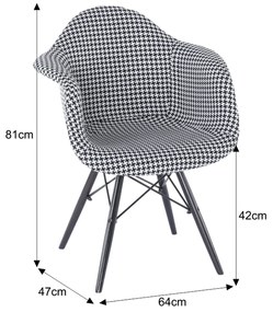 Fotoliu, textil cu model/lemn masiv, AMPER