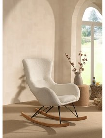 Fotoliu de copii alb balansoar cu tapițerie din stofă bouclé ROCKY – Vipack