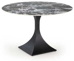 Masa rotunda Manuel marmura neagra/negru - ø120/h77 cm