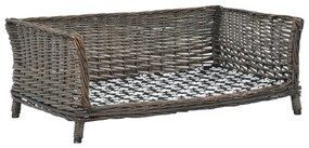 vidaXL Coș pentru câini cu pernă, gri, 90x54x35 cm, răchită