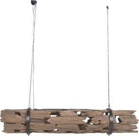 Lustră suspendată din rădăcină de tec reciclat și metal, maro, cu 3 brațe, finisaj natural, 33 x 180 x 33 cm, „Noyon”