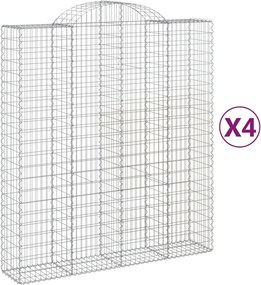 vidaXL Coșuri gabion arcuite, 4 buc, 200x50x220/240cm, fier galvanizat