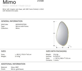 Oglinda decorativa ovala 170x80cm Mimo, aurie