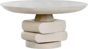 Măsuță de cafea rotundă din lemn de mango, alb, cu bază din volume suprapuse, finisaj mat, 39 x 80 cm, „Lerano” – Ethnic Collections
