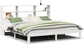 vidaXL Pat cu bibliotecă fără saltea, 180x200 cm, lemn masiv de pin