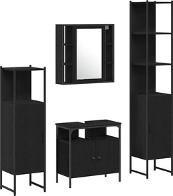 vidaXL Set de mobilier pentru baie 4 pcs Stejar Negru Lemn compozit
